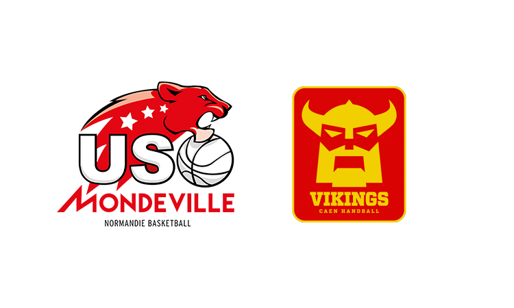 Logo USO Mondeville et logo Vikings de Caen